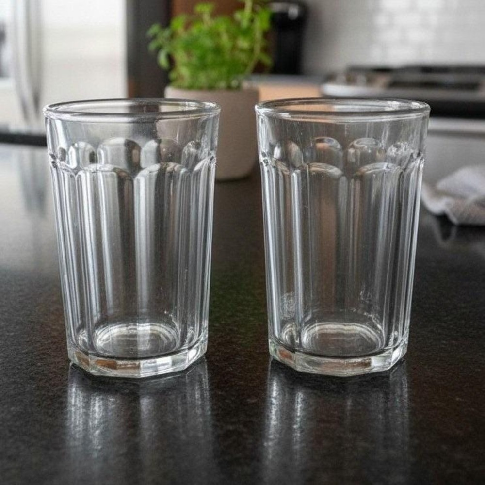 Luminarc Working Glass Set of 2 Large Heavy Duty 5 3/8" 10 Panel Glasses